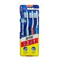 ราคา Berman Active แปรงสีฟันเบอร์แมน แอคทีฟ ขนแปรง 2 ระดับ รุ่น2แถม1 (10211633963)