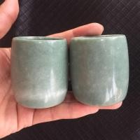 ราคา ธรรมชาติ Guizhou หยกถ้วยชาสีเขียวอ่อนหยกตรงถ้วยสูงถ้วยมรกตหยกถ้วย2ถ้วย (14237271484)