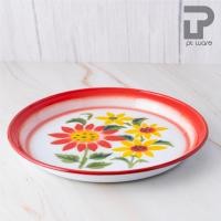 ราคา ถาดเคลือบ ถาดริมตั้ง ถาดใส่อาหาร ถาดสังกะสี ถาดเคลือบลายดอก ขนาด 22 25ซม ตรากระต่าย (14014740966)