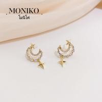 ราคา ต่างหูทองประดับเพชรพระจันทร์ครึ่งเสี้ยว ต่างหูผู้หญิง ต่างหูแฟชั่นเกาหลี (15109043584)