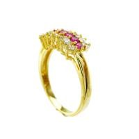 ราคา Tfine แหวนทับทิมแถวขนาบเพชรสวิสชุบทอง (1420668282)