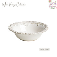 ราคา Violet Flamingo จานสีขาวสไตล์วินเทจ รุ่น Vintage White จานเซรามิคสลักลายดอกไม้รอบจาน จานอาหาร จานขนม จานเปล ถ้วยซุป ถ้วยขนม (19575974418)