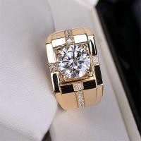ราคา Classic คาร์บอนเพชรผู้ชายจริงแหวนเพชรเทียม Moissanite Gold Plated Domineering แหวน (9037118614)