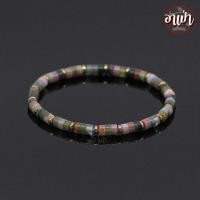 ราคา อาเป่า หินมอสอาเกต หินหยก 5 สี ทรงกระบอก แต่ง แร่เฮมาไทต์ Moss Agate ขนาด 4 5 มิล ช่วยดึงดูดความอุดมสมบูรณ์ กำไลหินสี กำไลหินนำโชค หินสีเขียว (17147854732)