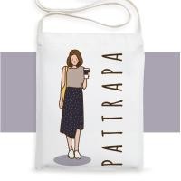 ราคา กระเป๋าผ้าสะพายข้าง เติมชื่อได้ minimal people กระเป๋าcross body ใส่มือถือ สไตล์เกาหลี (16468974314)