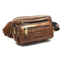ราคา Chinatown Leather คาดเอวสะพายอกหนังวัวแท้ซิปคู่หน้าสีน้ำตาลแทนฟอกฝาดสวย สายคาดเอวเย็บติดหนังทั้งเส้น (8151086178)