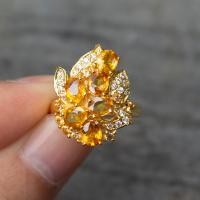 ราคา แหวนพลอยบุษราคัมน้ำทองบางกะจะ Yellow Sapphire ตัวเรือนเงินแท้ 92 5 ชุบทอง ไซด์นิ้ว 52หรือเบอร์ 6 US (9615613646)
