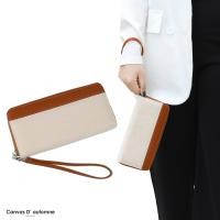 ราคา Louis Montini Canvas D automne กระเป๋าสตางค์ผู้หญิง กระเป๋าผ้าแคนวาส ปะหนังวัว ใบยาว กระเป๋าซิปรอบ กระเป๋าคล้องมือผู้หญิง WL53 (11165804054)