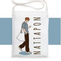 ราคา กระเป๋าผ้าสะพายข้าง เติมชื่อได้ minimal people กระเป๋าcross body ใส่มือถือ สไตล์เกาหลี (16468974317)