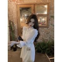 ราคา มินิเดรส lll Freesize lll ZO057 คอปีน กระดุมหน้า แขนยาวทรงกระดิ่ง แต่งระบาย แพทเทิร์นน่ารัก ฟรุ้งฟริ้ง ผ้าชีฟอง ใส่สบาย (16838139001)