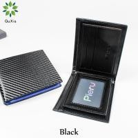 ราคา QuXis ใหม่คาร์บอนไฟเบอร์ผู้ชายหนังกระเป๋าสตางค์ใส่เหรียญบัตรเครดิต RFID ผู้ถือ Bi Fold หนังกระเป๋าใส่บัตรดีไซน์เรียบง่ายกระเป๋าสตางค์อัจฉริยะกระเป๋าสตางค์สีดำ (17088306151)