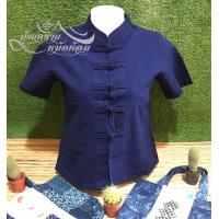 ราคา จัดส่งฟรี มีของพร้อมส่ง เสื้อหม้อห้อม ม่อฮ่อม กระดุมจีนคอจีนตรงเข้ารูป ผู้หญิง แขนสั้น จำหน่ายจากผู้ผลิตโดยตรง (2673864357)