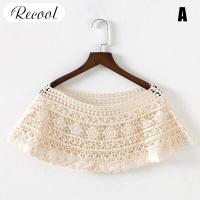 ราคา Recool ผ้าคลุมไหล่ถักโครเชท์สำหรับผู้หญิงเสื้อคลุมไหล่ประดับลูกไม้สไตล์วินเทจแบบสั้นลายฉลุ (8594915079)
