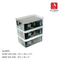 ราคา boxbox No 885R3 แพค 3 ใบ กล่องรองเท้าพลาสติกใสฝาปิด กล่องรองเท้าผู้ชาย (176801298)