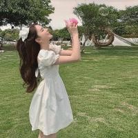 ราคา ชุดเดรสผญแขนตุ๊กตา เดรสจั๊มเอวกระโปรงบาน เดรสกระโปรงแต่งหลังด้วยโบว์เว้าหลังสวยมาก (14991295315)