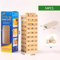 ราคา เกมส์ตึกถล่ม เกมส์เจงก้า เกมส์ตัวต่อ ของเล่นไม้ ไม้จังก้า 54ชิ้น ของเล่นบล็อกไม้ตึกถล่ม แบบมีเลขและลูกเต๋า (19321443344)