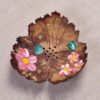 ราคา Coconut shell soap dish design ที่วางสบู่กะลาพระพร้าวเพ้นท์ลายดอกไม้ สบู่กะลามะพร้าว ที่วางสบู่ กะลามะพร้าว จานวางสบู่ก้อน วางสบู่ (4977852926)