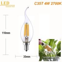 ราคา 2W 4 W Led Filament Bulb E14 Warm White Tubular Candle Bulb Dimmable Vintage Light Bulbs Interior Mentol Lampu (15110234144)