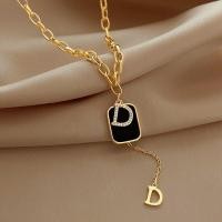 ราคา สร้อยคอสแตนเลสสตีล316L สีทองแบบเรียบสร้อยคอจี้รูปตัวอักษร D รูปทรงเรขาคณิตสำหรับผู้หญิงหญิงสาวเครื่องประดับไม่ซีดจาง (19604907810)