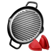ราคา Cast Iron Grill Pan 12 6 inch Pre Seasoned Cast Iron Griddle Pan Dual Handles Cast Iron Skillets for BBQ Round Cast Iron Griddle for any Stove Top and all Cooking Tops (17785124506)