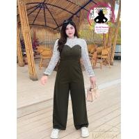 ราคา L16 จั้มขายาวสาวอวบ แต่งลูกไม้ ไฮโซดูดีมาก ชุดสาวอวบอ้วน เสื้อผ้าสาวอวบ เสื้อผ้าคนอ้วน (16650433274)