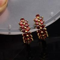 ราคา ต่างหูพลอยโกเมน Garnet สีแดง ตัวเรือนเงินแท้ 92 5 ชุบทอง พลอยแท้จากจันทบุรี ประเทศไทย สินค้ามีใบรับประกัน (19573342861)