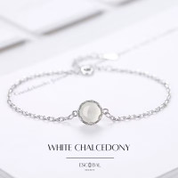 ราคา ESCOBAL สร้อยข้อมือนําโชค White Chalcedony สร้อยข้อมือเงินแท้ สร้อยข้อมือหินโมรา สร้อยข้อมือผู้หญิง กำไลข้อมือ กำไลเงิน (19795084609)