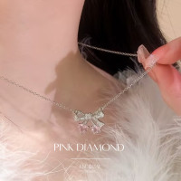 ราคา ESCOBAL พร้อมส่ง สร้อยเพชร pink bow จี้เพชร Moissanite แท้100 สร้อยคอเงินแท้ สร้อยคอแฟชั่น สร้อยเงินแท้ สร้อยคอเพชร (19795060275)