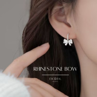 ราคา ESCOBAL ต่างหูเงินแท้ Rhinestone Bow จี้เพชร Moissanite ต่างหูเพชร ต่างหูแฟชั่น ตุ้มหูเงินแท้ ต่างหูเกาหลี ตุ้มหูเพชร (19817845802)