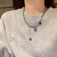 ราคา Fashion Jewelry Shop INS สร้อยคอคู่หน้ายิ้มหมีรูปแบบใหม่ สร้อยคอโลหะสีเงินคู่รัก (9654836523)