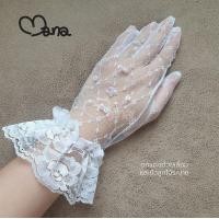 ราคา ถุงมือลูกไม้สีขาว สีดำ สีแดง ข้อสั้น มีเลื่อม ข้อมือแต่งระบายลูกไม้ (17199964219)