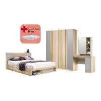 KONCEPT ชุดห้องนอน 6 ฟุต + ตู้วางทีวี 160 ซม + ที่นอน VENUS 6 ฟุต รุ่น MONTEO
