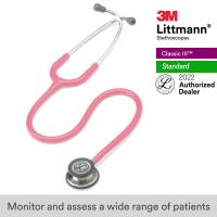 ราคา 3M Littmann Classic III Stethoscope 27 inch 5633 Pearl Pink Tube Standard Finish Chestpiece Stainless Stem Eartubes (404853857)