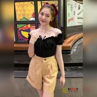 ราคา MesubShop เสื้อปาดไหล่ เสื้อไหมพรม โบว์หน้า เสื้อแขนตุ๊กตา เสื้อเปิดไหล่ ผูกโบว์หน้า เสื้อรูดๆ รุ่น B02 D503A (17425942359)