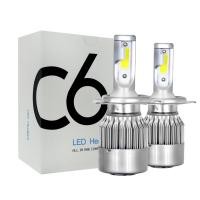 ราคา 1คู่ C6 ถูกที่สุด ไฟหน้ารถยนต์ ไฟต่ำ ไฟสูง ไฟตัดหมอด ไฟมอเตอร์ไซค์ C6 LED แสงสีขาว H1 H3 H4 H7 H11 9005 9006 36W 6000K (2639158037)