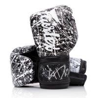 ราคา นวมชกมวย รุ่น BGV14 Black White Painter Fairtex Microfiber Gloves Art Collections (14636558537)