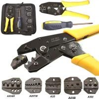 ราคา คีมย้ำหางปลา คีมย้ำสายไฟ คีมย้ำ เปลี่ยนหัวได้ 5 ชิ้น พร้อมกระเป๋า (19529757940)