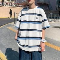 ราคา Suikone เสื ้อวินเทจยุค90 เสื้อคอกลมลายทางผู้ชายแขนสั้น เสื้อแขนสั้น หลวม ยั่วยวน เวลาว่าง (14463378456)