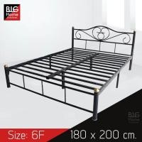ราคา BH เตียงเหล็กส่งทั่วไทย เตียงเหล็ก เตียงเหล็กราคาถูก ขนาด 6ฟุต ขา2นิ้ว King Size ชำระปลายทางได้ ลายโลตัส (124144729)