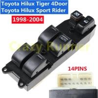 ราคา 14pin สวิทช์กระจกไฟฟ้า สวิทช์กระจกประตู สวิทซ์ยกกระจก ด้านหน้าขวา Toyota Hilux Tiger D4D 4Door Sport Rider 1998 2004 (18623036579)