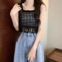ราคา Cici 11507 2 เสื้อกั๊กผ้าถักโครเชต์ลายตารางซีทรู แต่งพูจับแมทซ์สายเดี่ยวปังมากกก (18409778068)