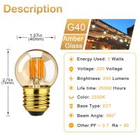 ราคา หลอดไฟไฟ Led E27 G40แบบย้อนยุคหลอดไฟ LED 1W 2W 3W ไส้หลอดไฟ Led สีขาวอบอุ่น220V หรี่แสงได้หลอดไฟหลอดไฟประหยัดพลังงานสำหรับเปลี่ยนโคมระย้า (18787475849)