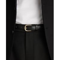 ราคา WARDROBE MINISTRY เข็มขัดหนังแท้ Real Slim Classic Full Grain Leather Belt in Black (17063145499)