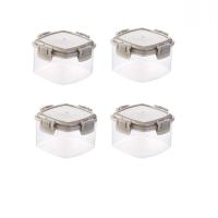 ราคา กล่องใส่ซอสขนาดเล็กแบบพกพา4ชิ้น เซ็ตขวดใส่เครื่องเทศใสพร้อมฝาขวดเกลือเครื่องเทศขวดบีบซอส (11507224052)