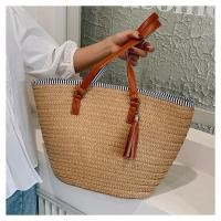 ราคา กระเป๋าสานทรง shopping bag ประดับพู่ ซับในอย่างดี กระเป๋าสาน กระเป๋าสานใบใหญ่ M029 (8795518710)