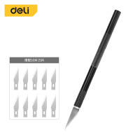 ราคา Deli มีดอาร์ทไนท์ด้ามอลูมิเนียม มีดสำหรับงานโมเดล มีดโมเดล ด้ามจับกันลื่น มีตัวล็อคใบมีด ใบมีด SK5 CarvingKnife (20056210669)