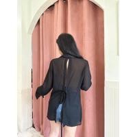 ราคา เสื้อเชิตชีฟองผูกโบว์ด้านหลัง งานสวย ใส่สบาย K7693 (18919236788)