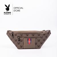 ราคา Playboy กระเป๋าคาดอกคาดเอวผู้ชาย ลิขสิทธิ์แท้ รุ่น ST BS233PBM006 GY ดีไซน์คาดเอว PVC Monogram สกรีนแถบแดงน้ำเงิน เทา (20250232645)
