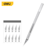 ราคา Deli มีดอาร์ทไนท์ด้ามอลูมิเนียม มีดสำหรับงานโมเดล มีดโมเดล ด้ามจับกันลื่น มีตัวล็อคใบมีด ใบมีด SK5 CarvingKnife (20056210668)