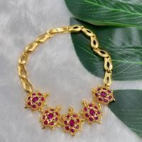 ราคา CSJ ฮ่องกงข้อมือ สร้อยข้อมือเต่า งานทองเหลือง 18K พลอย สีชมพู ไม่ลอกไม่ดำ (14575651269)